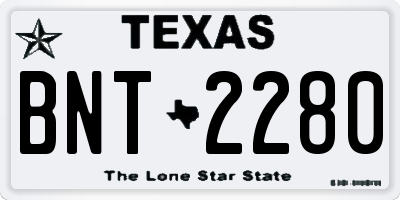 TX license plate BNT2280