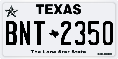 TX license plate BNT2350