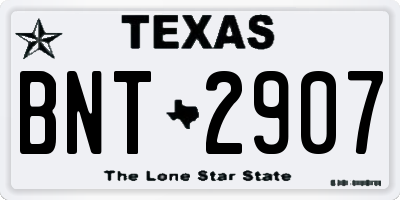 TX license plate BNT2907