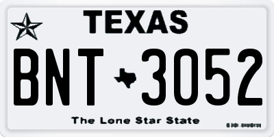 TX license plate BNT3052