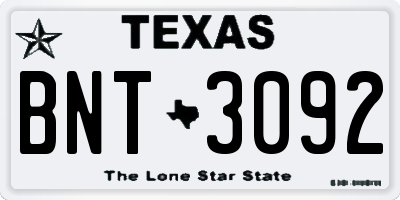 TX license plate BNT3092
