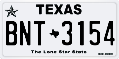 TX license plate BNT3154