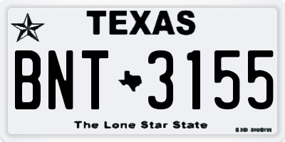 TX license plate BNT3155