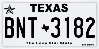 TX license plate BNT3182