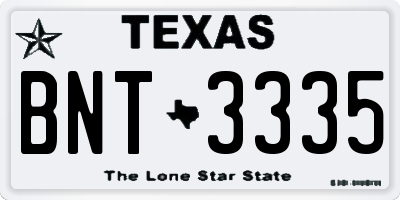 TX license plate BNT3335