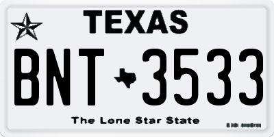 TX license plate BNT3533