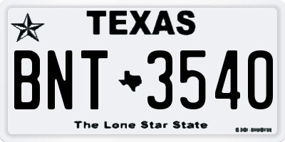 TX license plate BNT3540