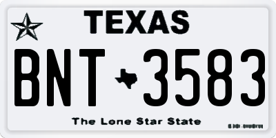 TX license plate BNT3583