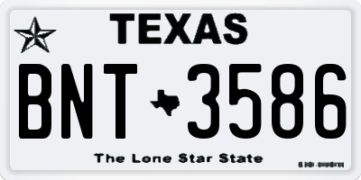 TX license plate BNT3586