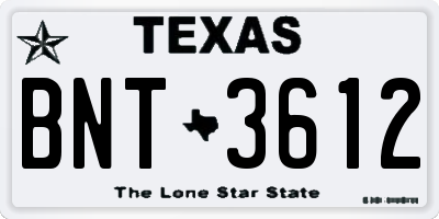 TX license plate BNT3612
