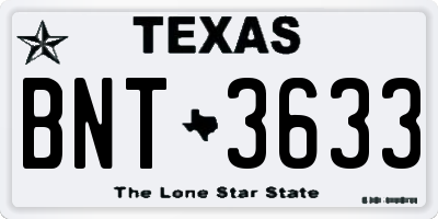 TX license plate BNT3633