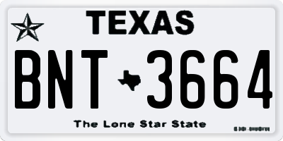 TX license plate BNT3664