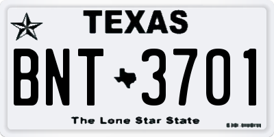 TX license plate BNT3701