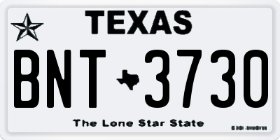 TX license plate BNT3730