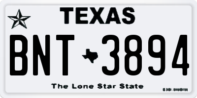 TX license plate BNT3894
