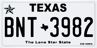 TX license plate BNT3982