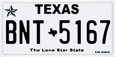 TX license plate BNT5167