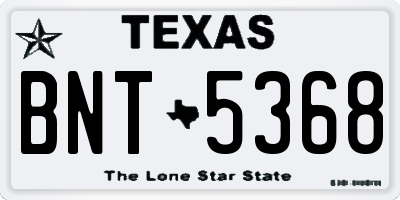 TX license plate BNT5368