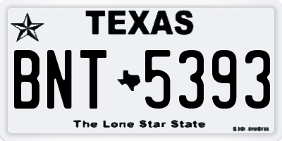 TX license plate BNT5393