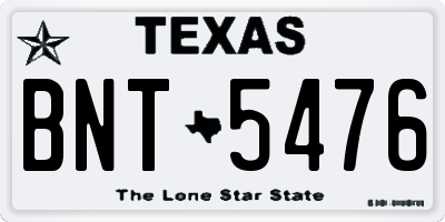 TX license plate BNT5476