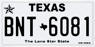 TX license plate BNT6081
