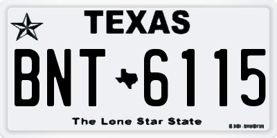 TX license plate BNT6115