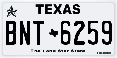 TX license plate BNT6259