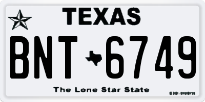 TX license plate BNT6749