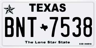 TX license plate BNT7538