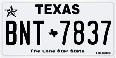 TX license plate BNT7837