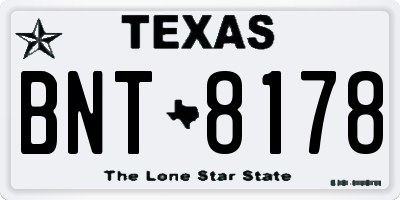 TX license plate BNT8178