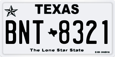 TX license plate BNT8321
