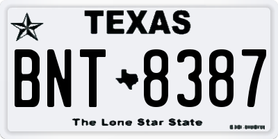TX license plate BNT8387