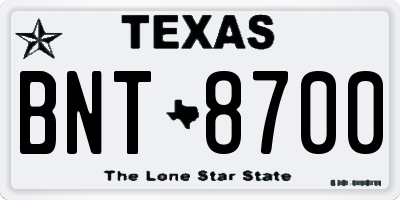 TX license plate BNT8700