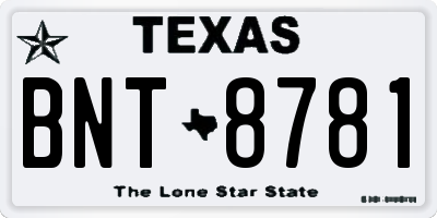 TX license plate BNT8781