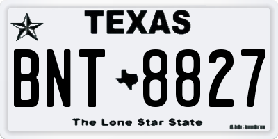 TX license plate BNT8827