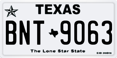 TX license plate BNT9063