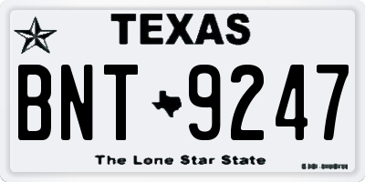 TX license plate BNT9247
