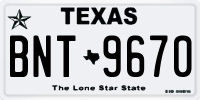TX license plate BNT9670
