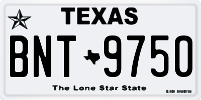 TX license plate BNT9750