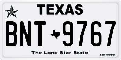 TX license plate BNT9767