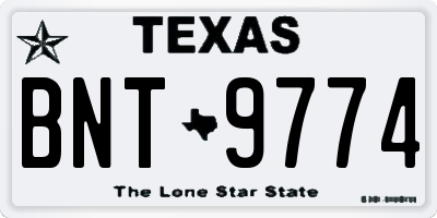 TX license plate BNT9774
