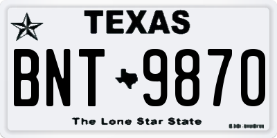 TX license plate BNT9870