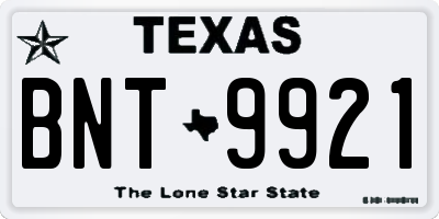 TX license plate BNT9921