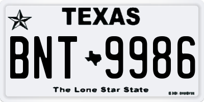 TX license plate BNT9986