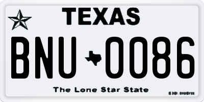 TX license plate BNU0086