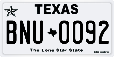 TX license plate BNU0092