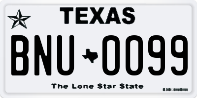 TX license plate BNU0099