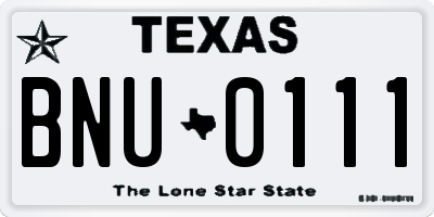 TX license plate BNU0111