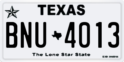 TX license plate BNU4013